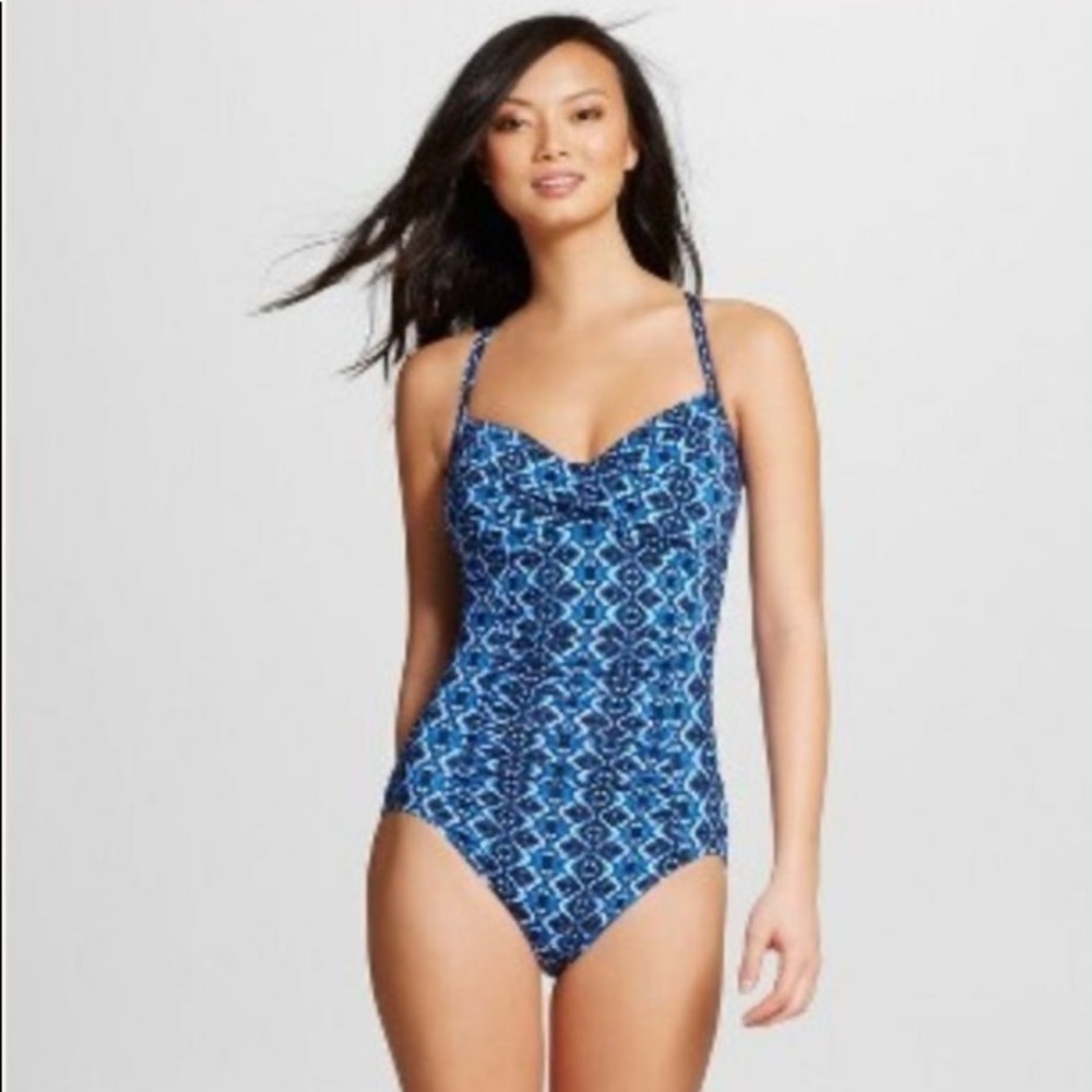 NWT Medium Merona Navy Blue One Piece Swimsuit